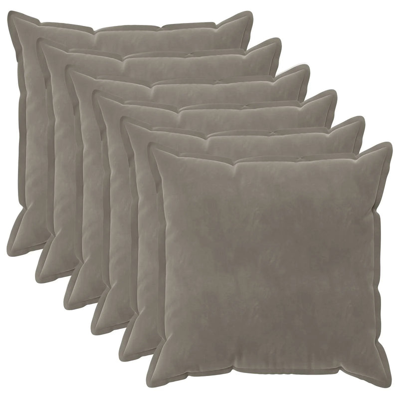 Cushion Cover 6 pcs HOUTEN Light Grey 80 x 80 cm Velvet