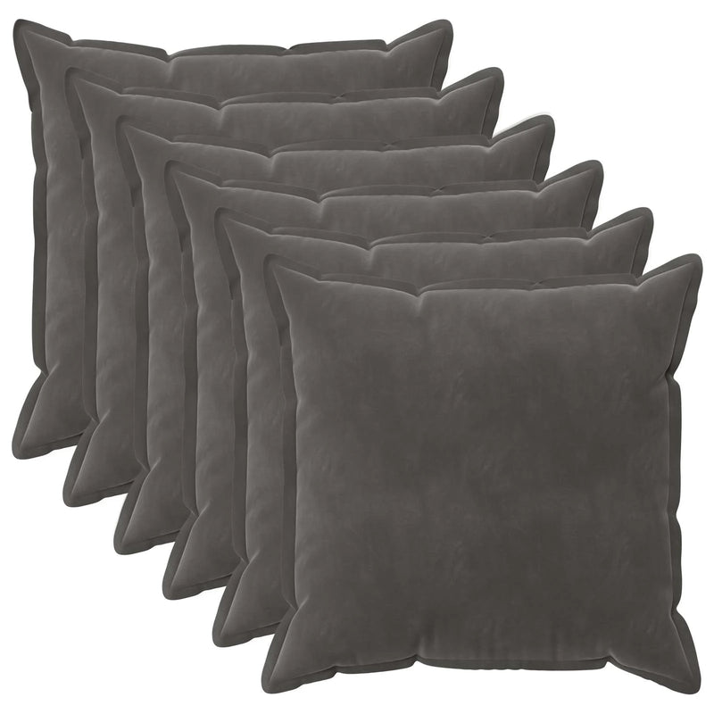 Cushion Cover 6 pcs HOUTEN Dark Grey 80 x 80 cm Velvet