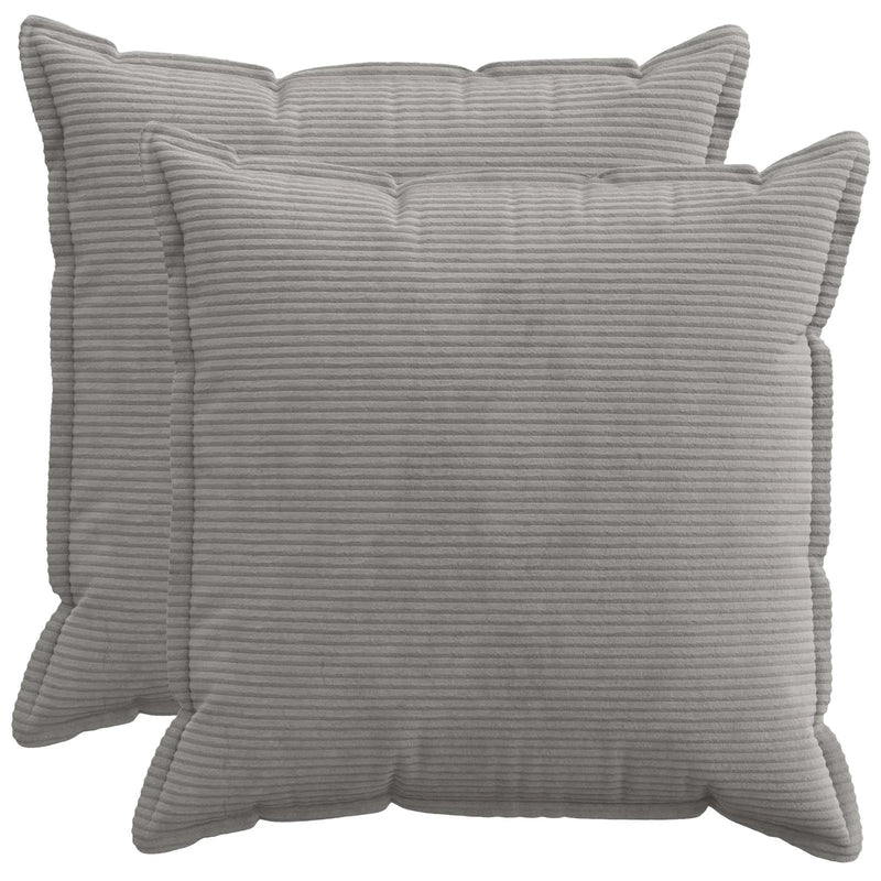 Cushion Cover 2 pcs HOUTEN Light Grey 80 x 80 cm Corduroy