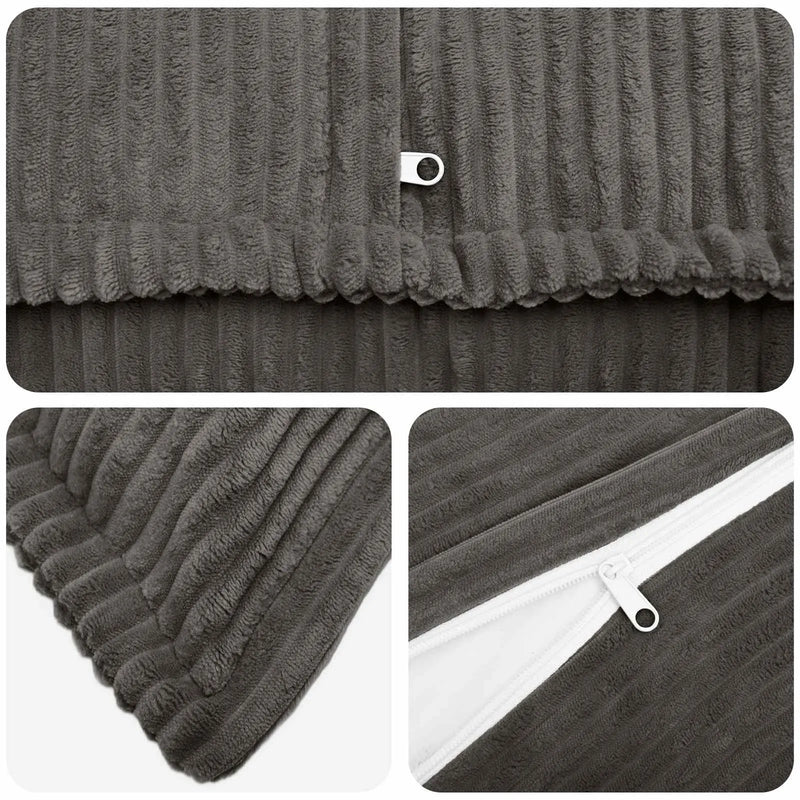 Cushion Cover 2 pcs HOUTEN Dark Grey 80 x 80 cm Corduroy