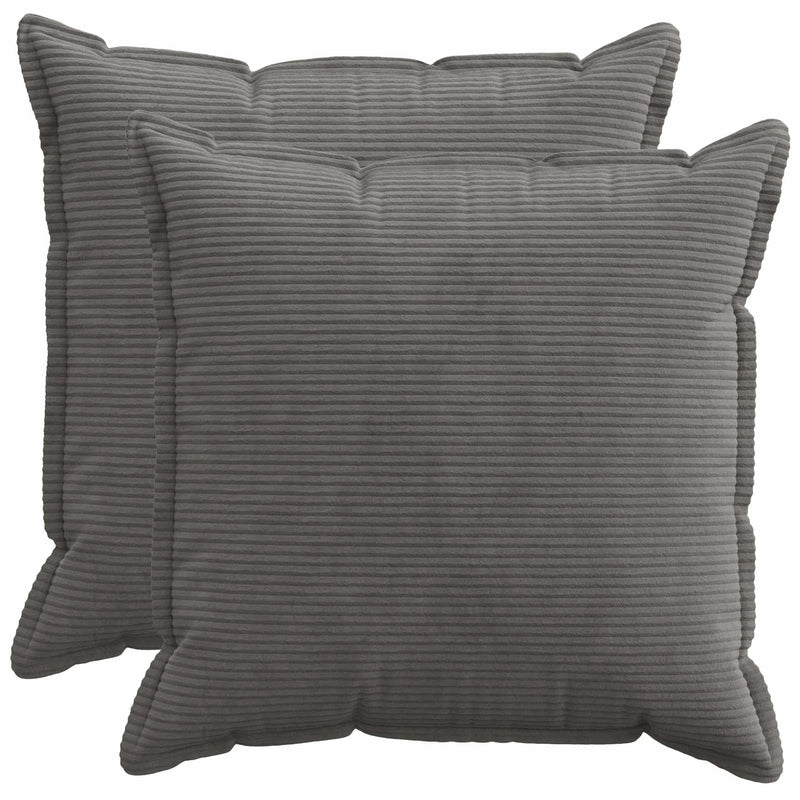 Cushion Cover 2 pcs HOUTEN Dark Grey 80 x 80 cm Corduroy