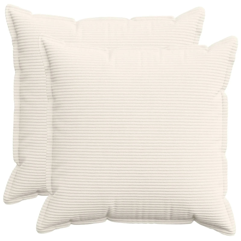 Cushion Cover 2 pcs HOUTEN Cream 80 x 80 cm Corduroy