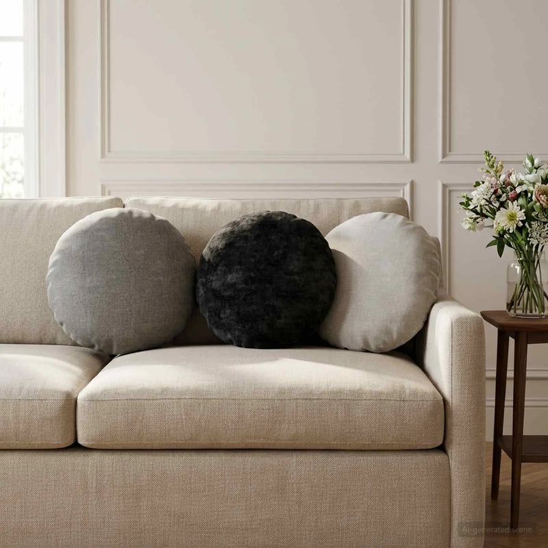 Cushion with Pillow HEERLEN 2 pcs Light Grey Chenille Fabric