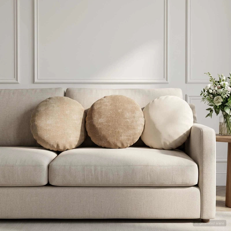Cushion with Pillow HEERLEN 2 pcs Cream Chenille Fabric