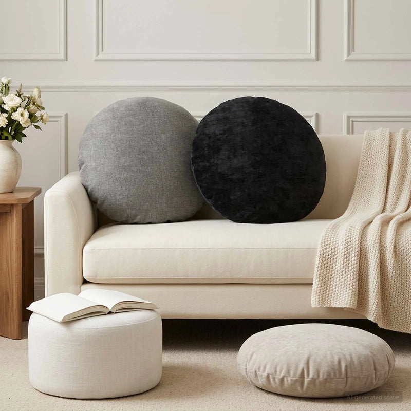 Cushion 2 pcs HEERLEN Dark Grey �� 50 cm Chenille Fabric