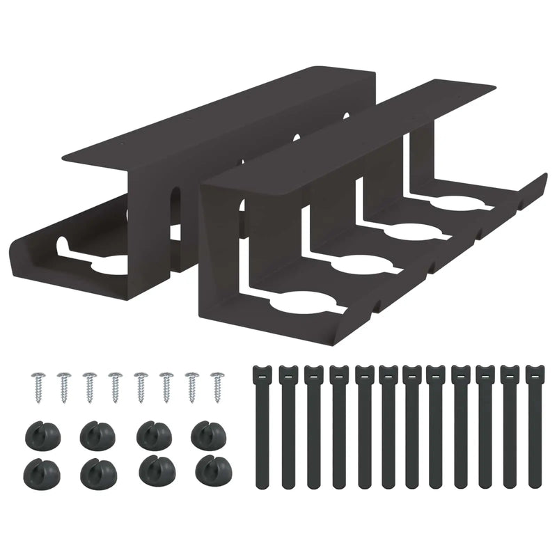 Under Desk Cable Management Tray 2 pcs Black 43 x 12 x 10 cm