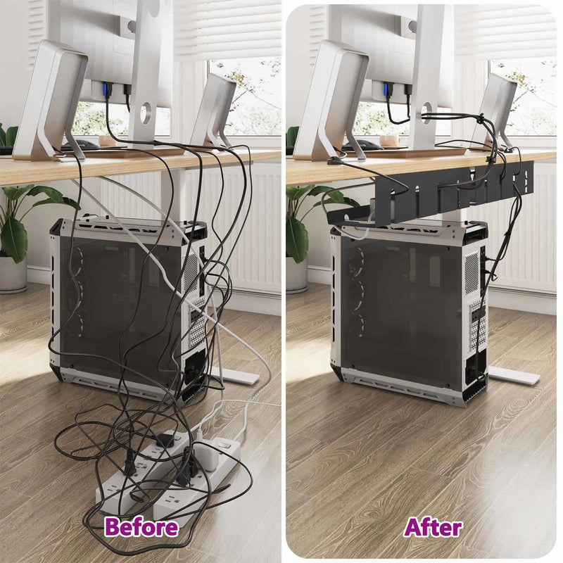 Under Desk Cable Management Tray 2 pcs Black 43 x 12 x 10 cm