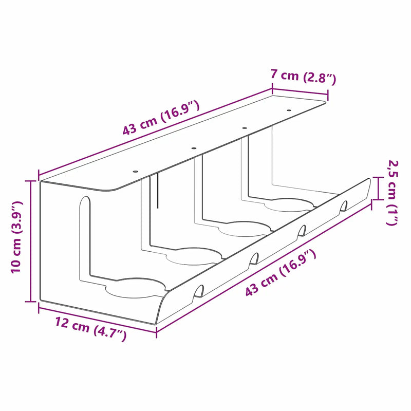 Under Desk Cable Management Tray 2 pcs Black 43 x 12 x 10 cm