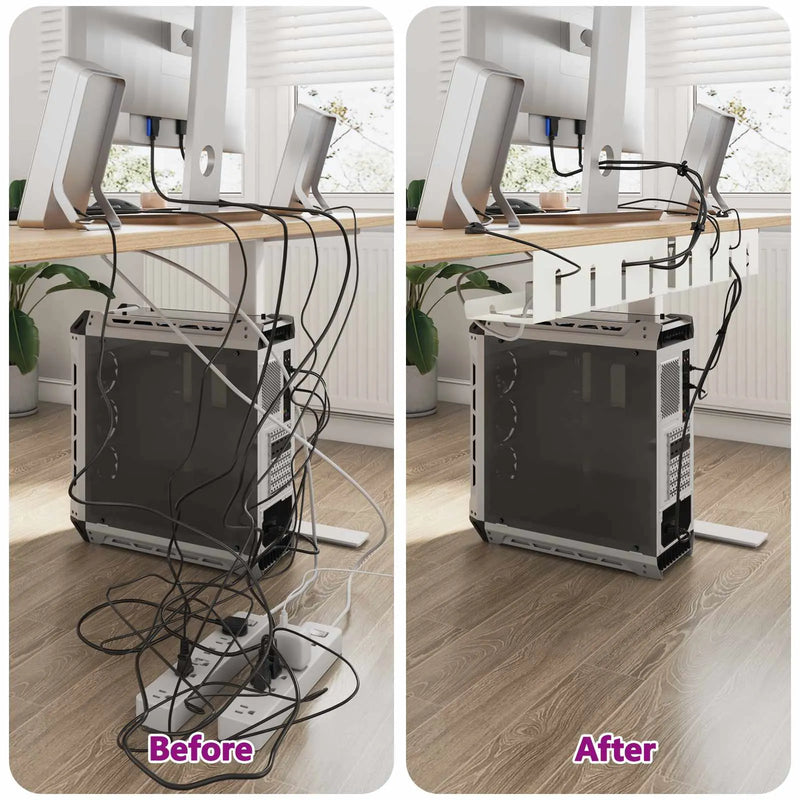 Under Desk Cable Management Tray 2 pcs White 43 x 12 x 10 cm