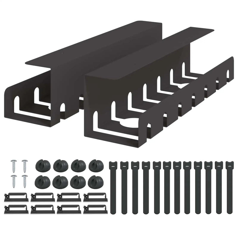 Under Desk Cable Management Tray 2 pcs Black 43 x 10 x 10 cm