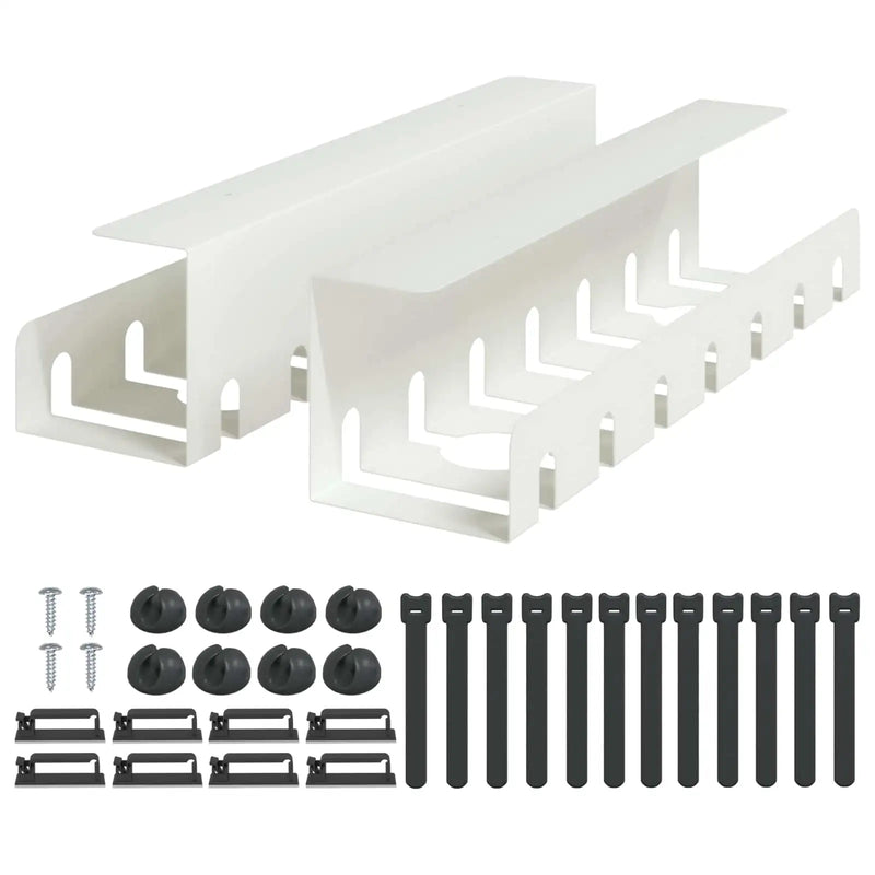 Under Desk Cable Management Tray 2 pcs White 43 x 10 x 10 cm
