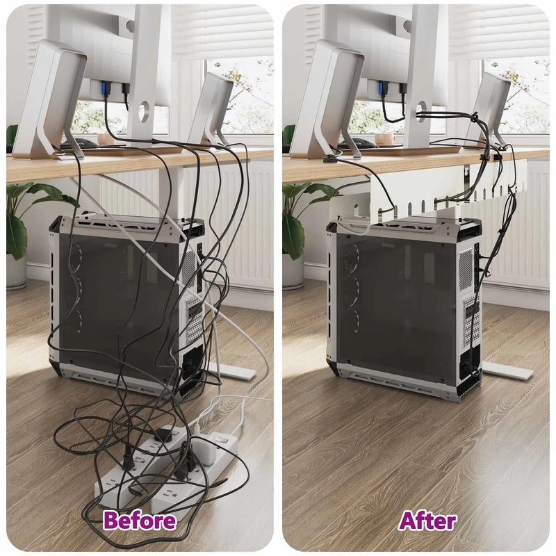 Under Desk Cable Management Tray 2 pcs White 43 x 10 x 10 cm