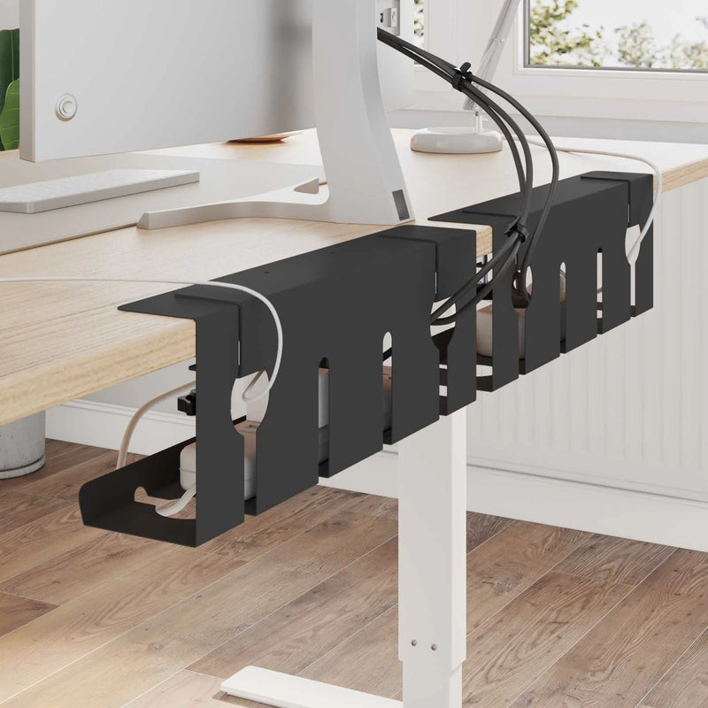 Under Desk Cable Management Tray 2 pcs Black 43 x 10 x 15 cm