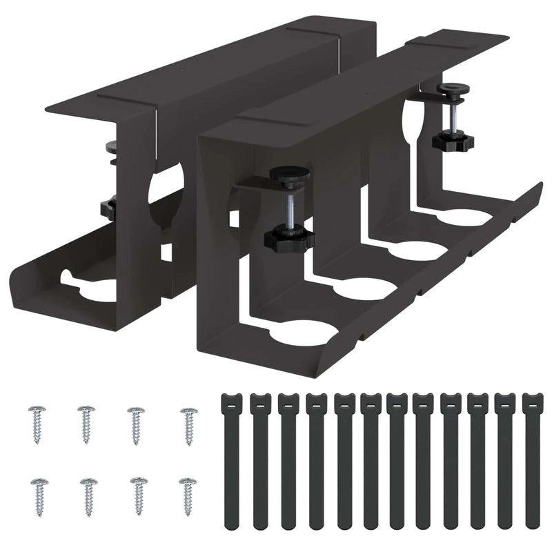 Under Desk Cable Management Tray 2 pcs Black 43 x 10 x 15 cm