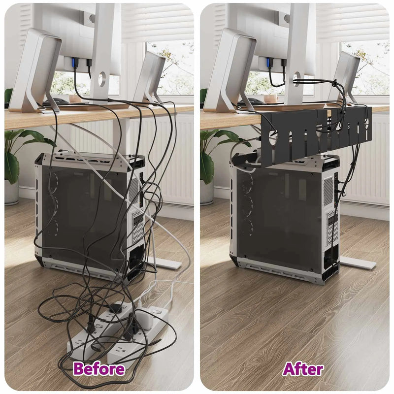 Under Desk Cable Management Tray 2 pcs Black 43 x 10 x 15 cm