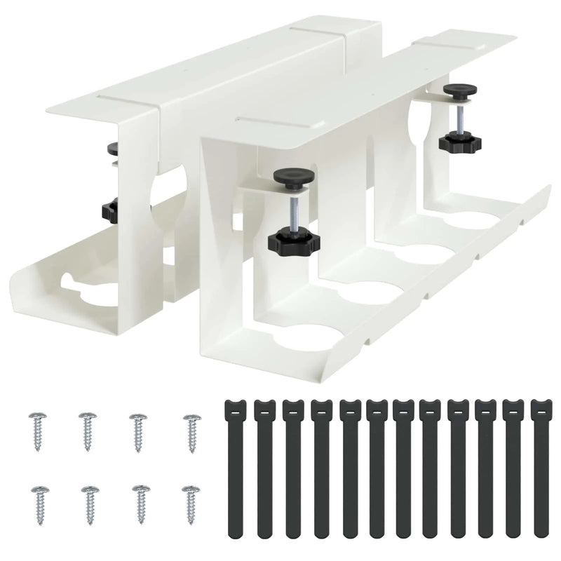 Under Desk Cable Management 2 pcs White Cold-rolled Steel