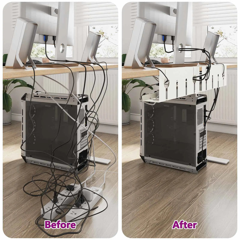 Under Desk Cable Management 2 pcs White Cold-rolled Steel