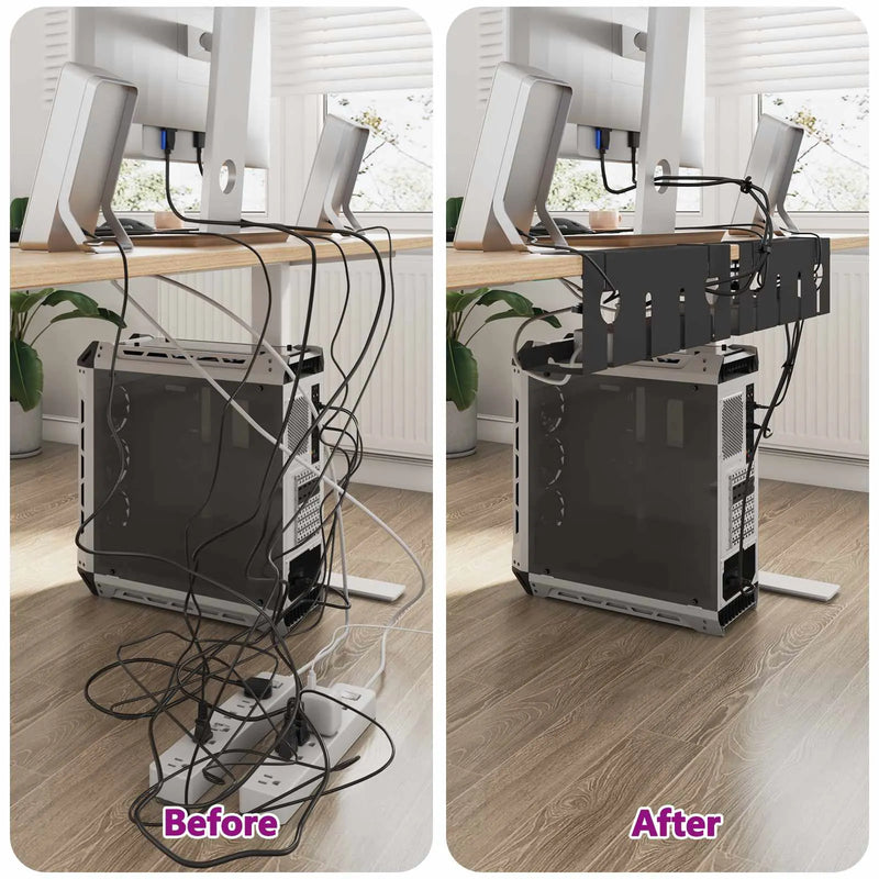 Under Desk Cable Management Tray 2 pcs Black 35 x 12 x 13 cm