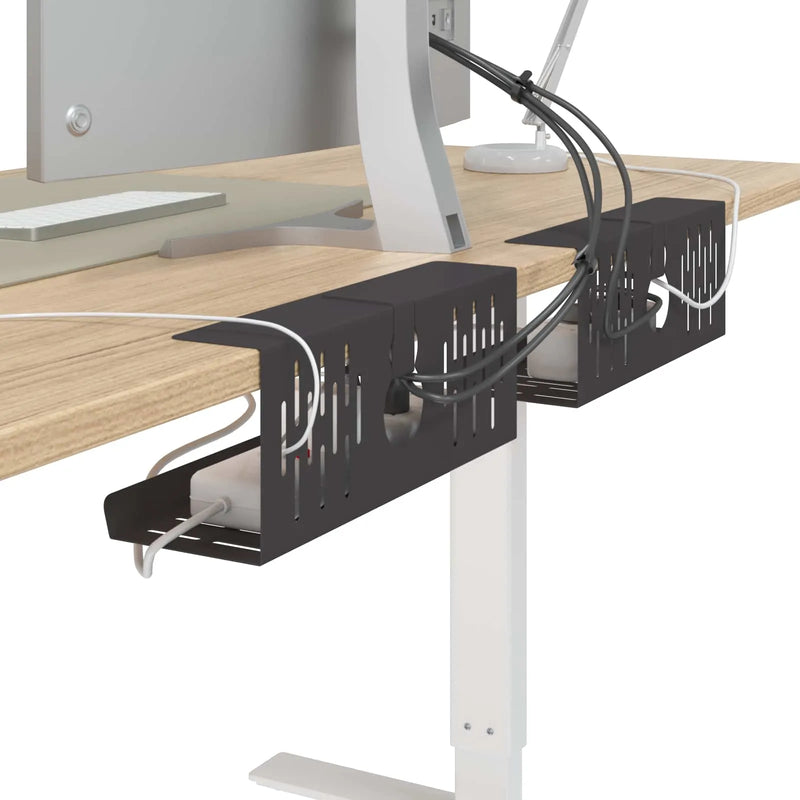 Under Desk Cable Management Tray 2 pcs Black 35 x 12 x 13 cm