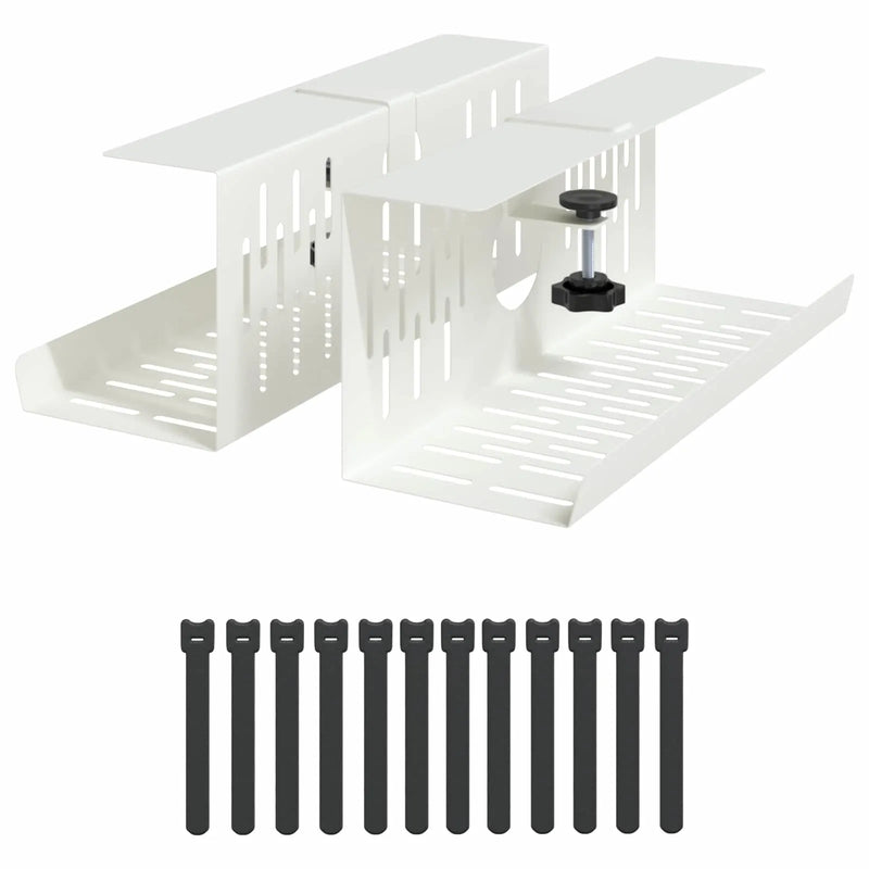 Under Desk Cable Management Tray 2 pcs White 35 x 12 x 13 cm