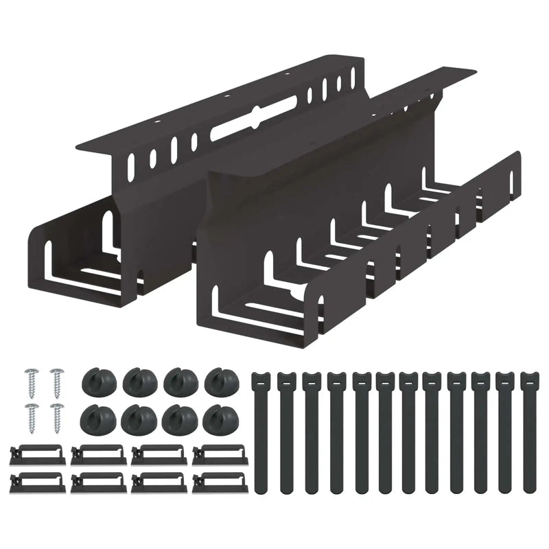 Under Desk Cable Management Tray 2 pcs Black 43 x 9 x 11 cm