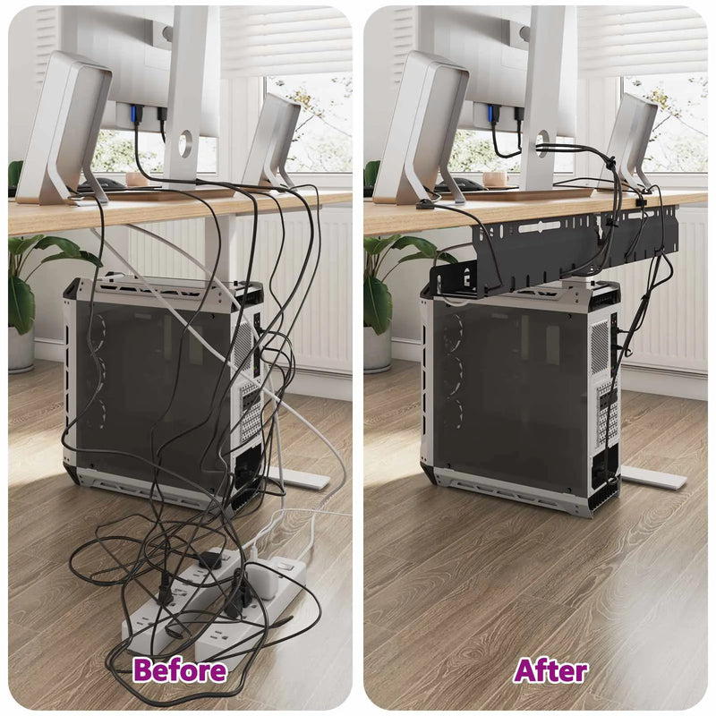 Under Desk Cable Management Tray 2 pcs Black 43 x 9 x 11 cm