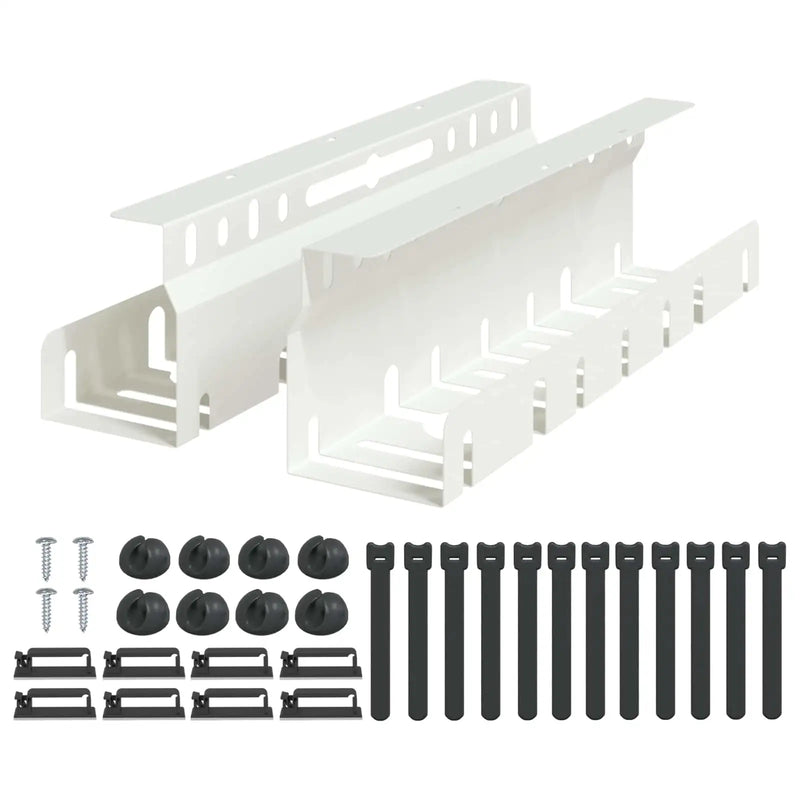 Under Desk Cable Management Tray 2 pcs White 43 x 9 x 11 cm