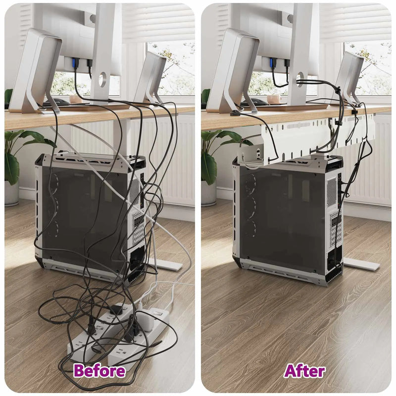 Under Desk Cable Management Tray 2 pcs White 43 x 9 x 11 cm
