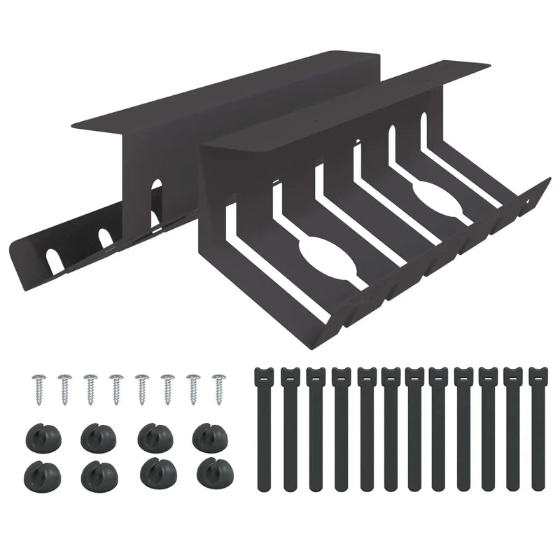 Under Desk Cable Management Tray 2 pcs Black