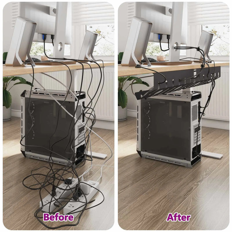 Under Desk Cable Management Tray 2 pcs Black