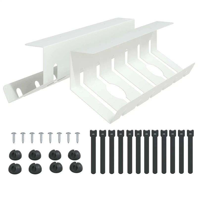 Under Desk Cable Management Tray 2 pcs White