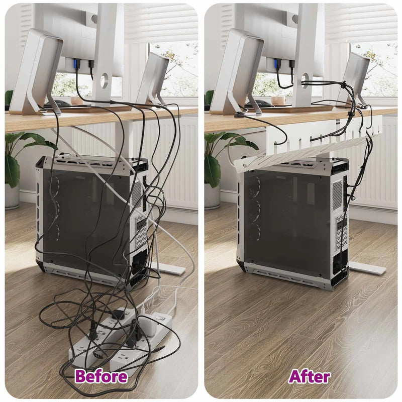 Under Desk Cable Management Tray 2 pcs White