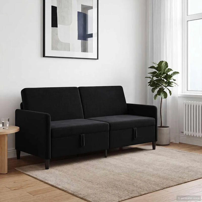 Sofa with Storage Black 192 x 78 x 87 cm Polyester
