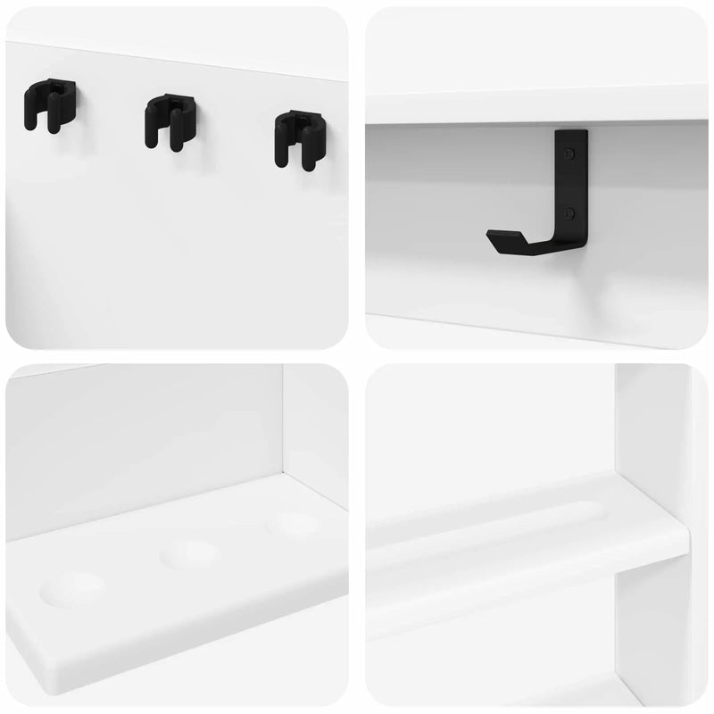 Billiard Cue Stand Engineered Wood 93 x 12 x 103 cm White