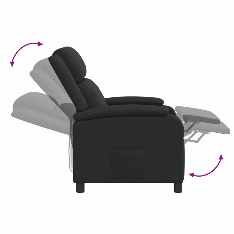 Massage Recliner Black Faux Leather
