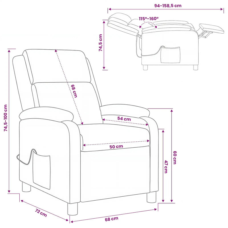Massage Recliner Dark Grey Fabric