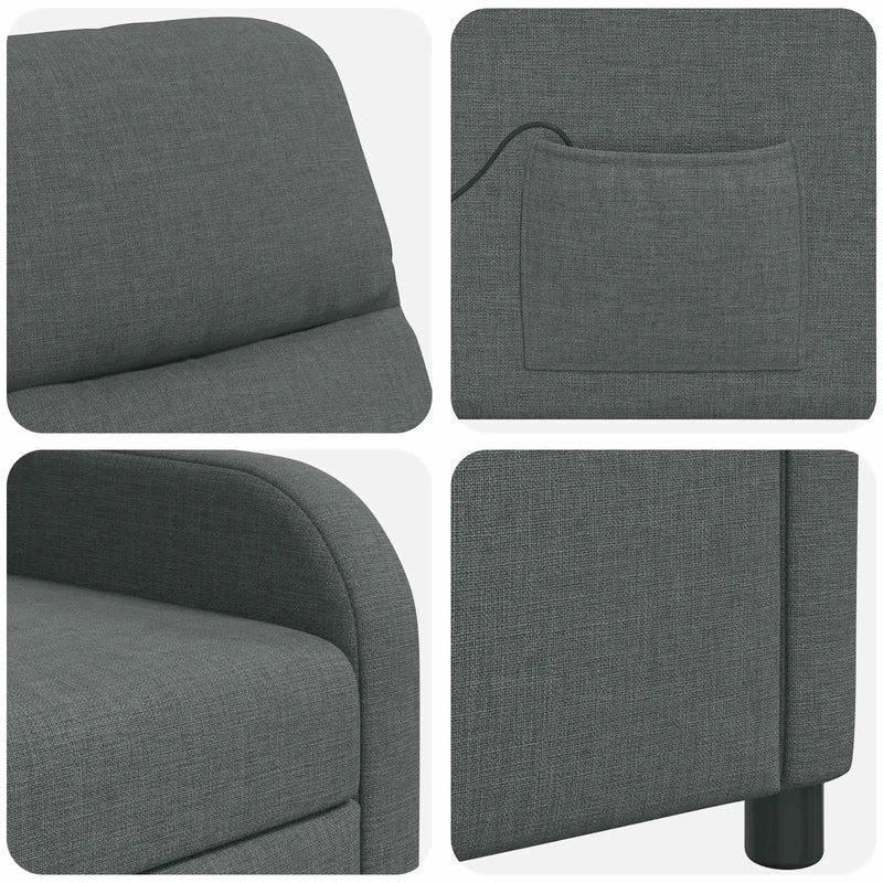 Massage Recliner Dark Grey Fabric