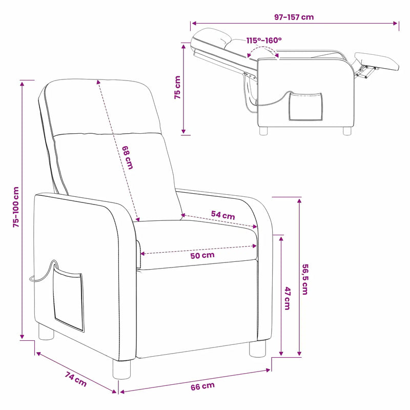 Massage Recliner Dark Grey Fabric
