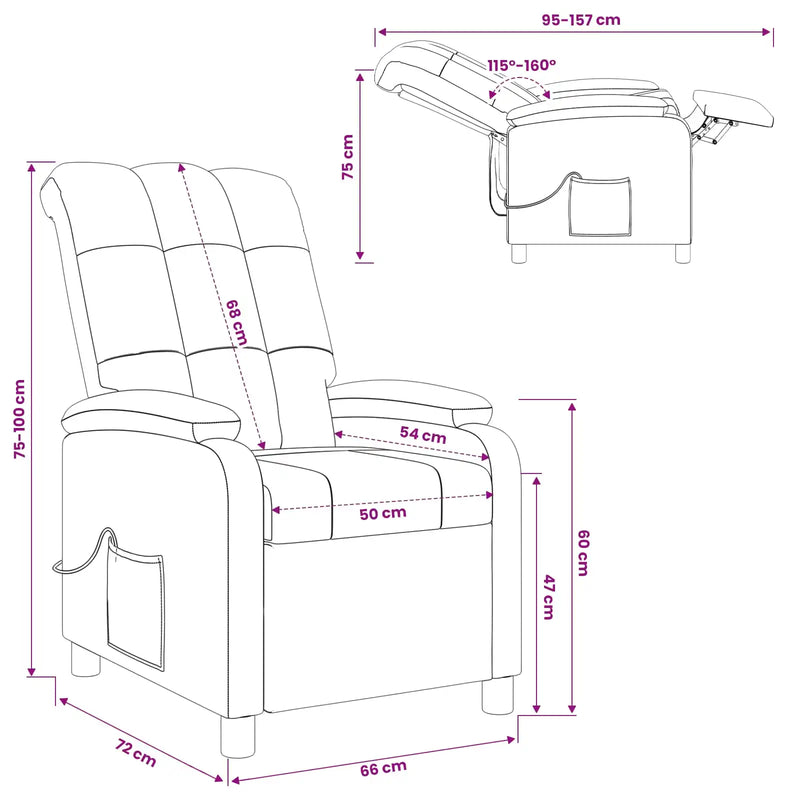 Massage Recliner Dark Grey Fabric