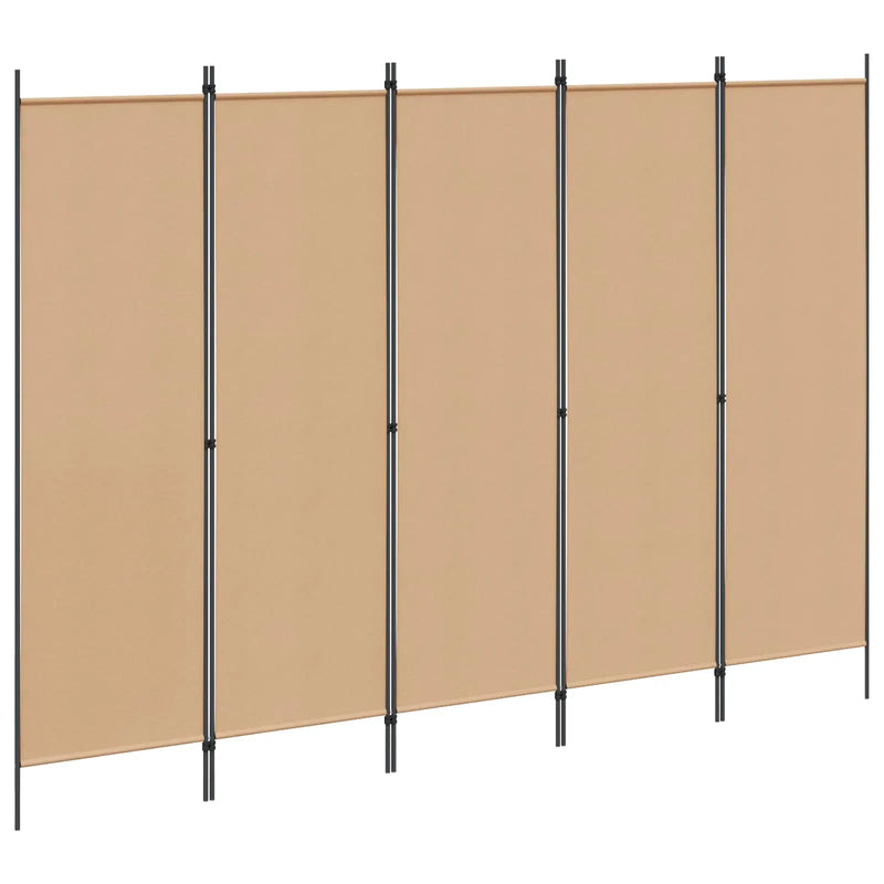 5-Panel Room Divider Beige 250 x 180 cm Fabric