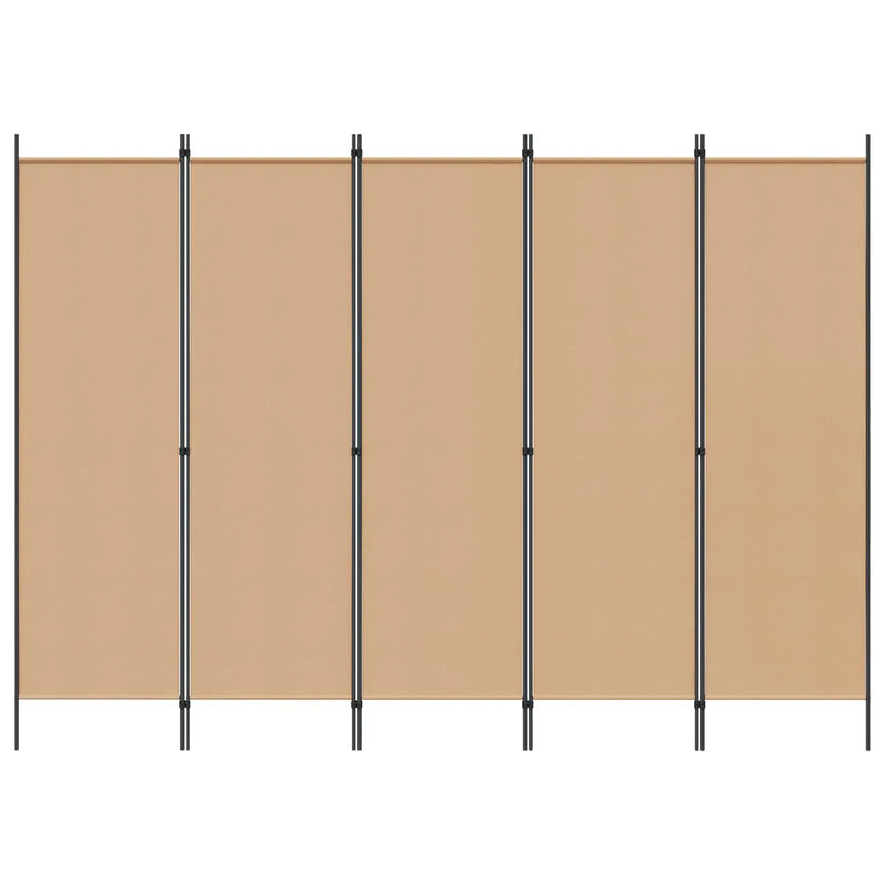 5-Panel Room Divider Beige 250 x 180 cm Fabric