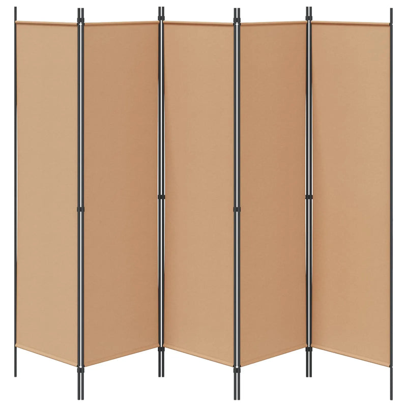 5-Panel Room Divider Beige 250 x 180 cm Fabric