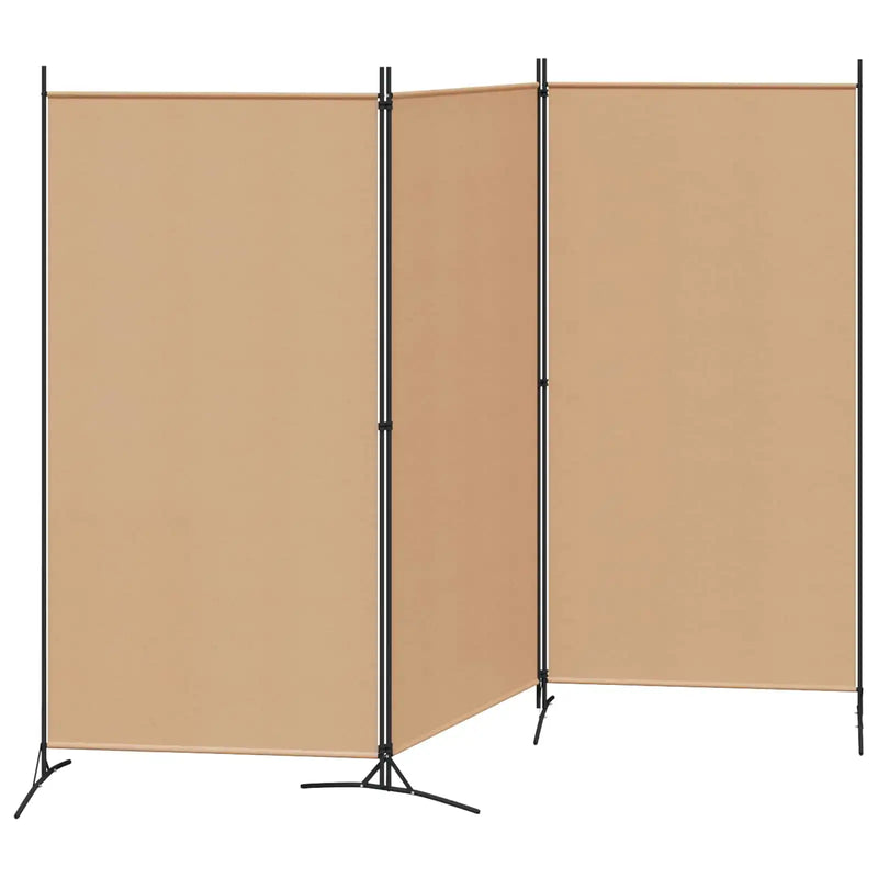 3-Panel Room Divider Beige 260 x 180 cm Fabric