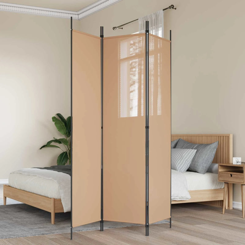 3-Panel Room Divider Beige 150 x 200 cm Fabric