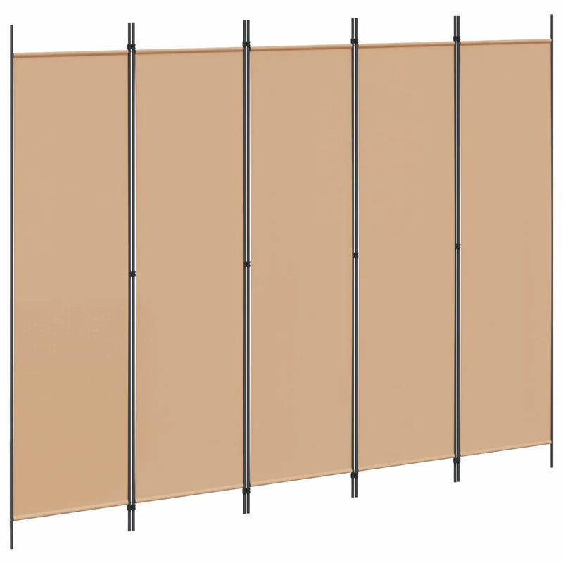 5-Panel Room Divider Beige 250 x 200 cm Fabric