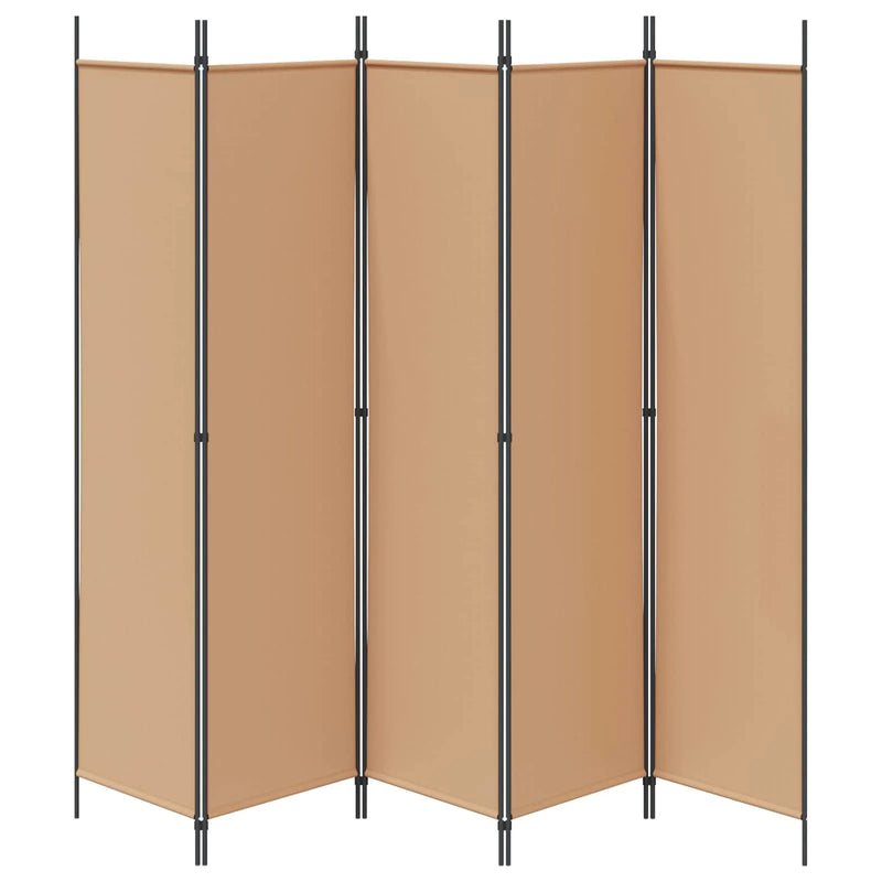 5-Panel Room Divider Beige 250 x 200 cm Fabric