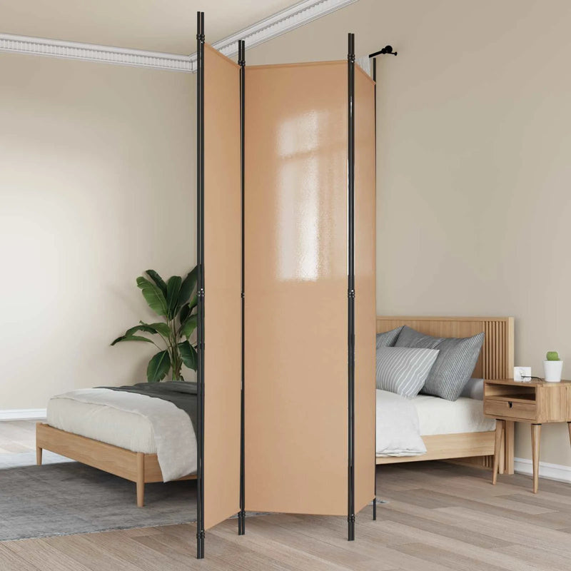 3-Panel Room Divider Beige 150 x 220 cm Fabric