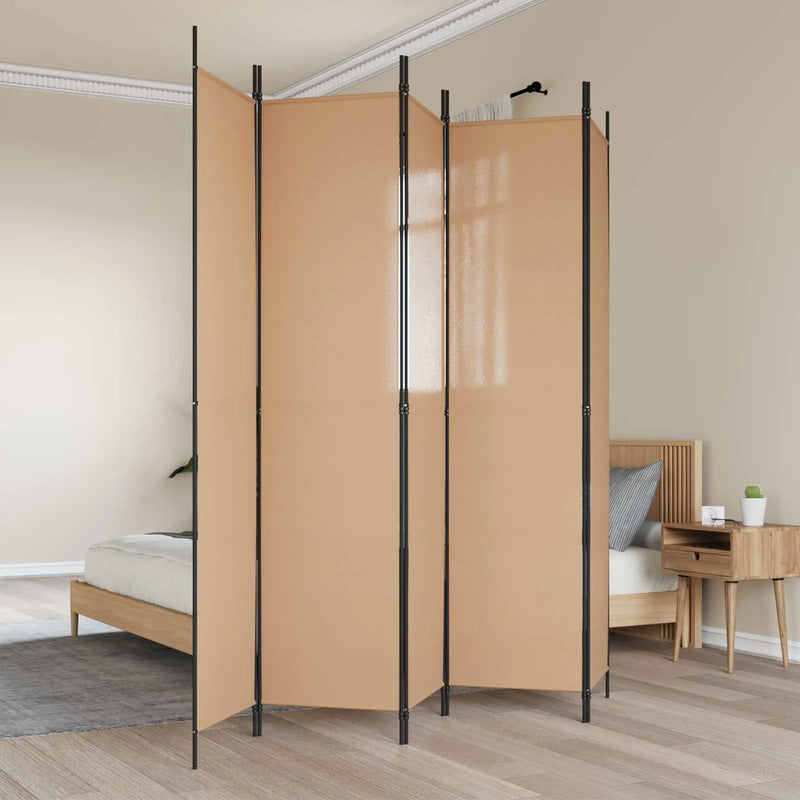 5-Panel Room Divider Beige 250 x 220 cm Fabric