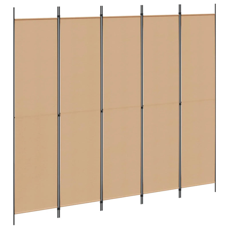 5-Panel Room Divider Beige 250 x 220 cm Fabric