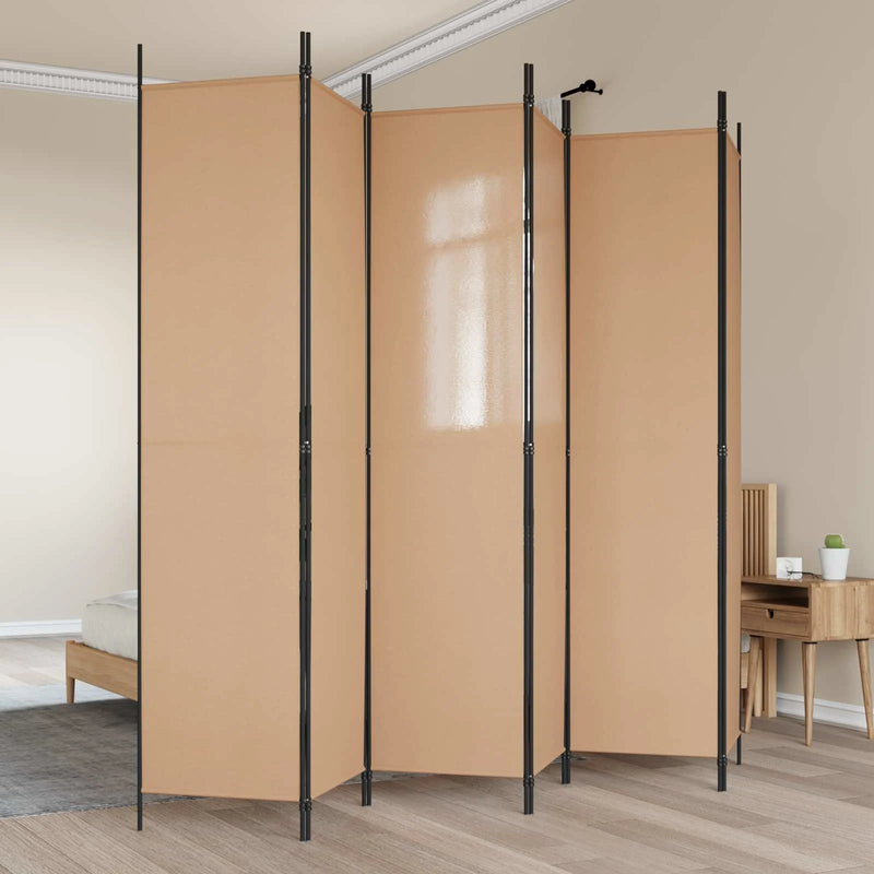6-Panel Room Divider Beige 300 x 220 cm Fabric